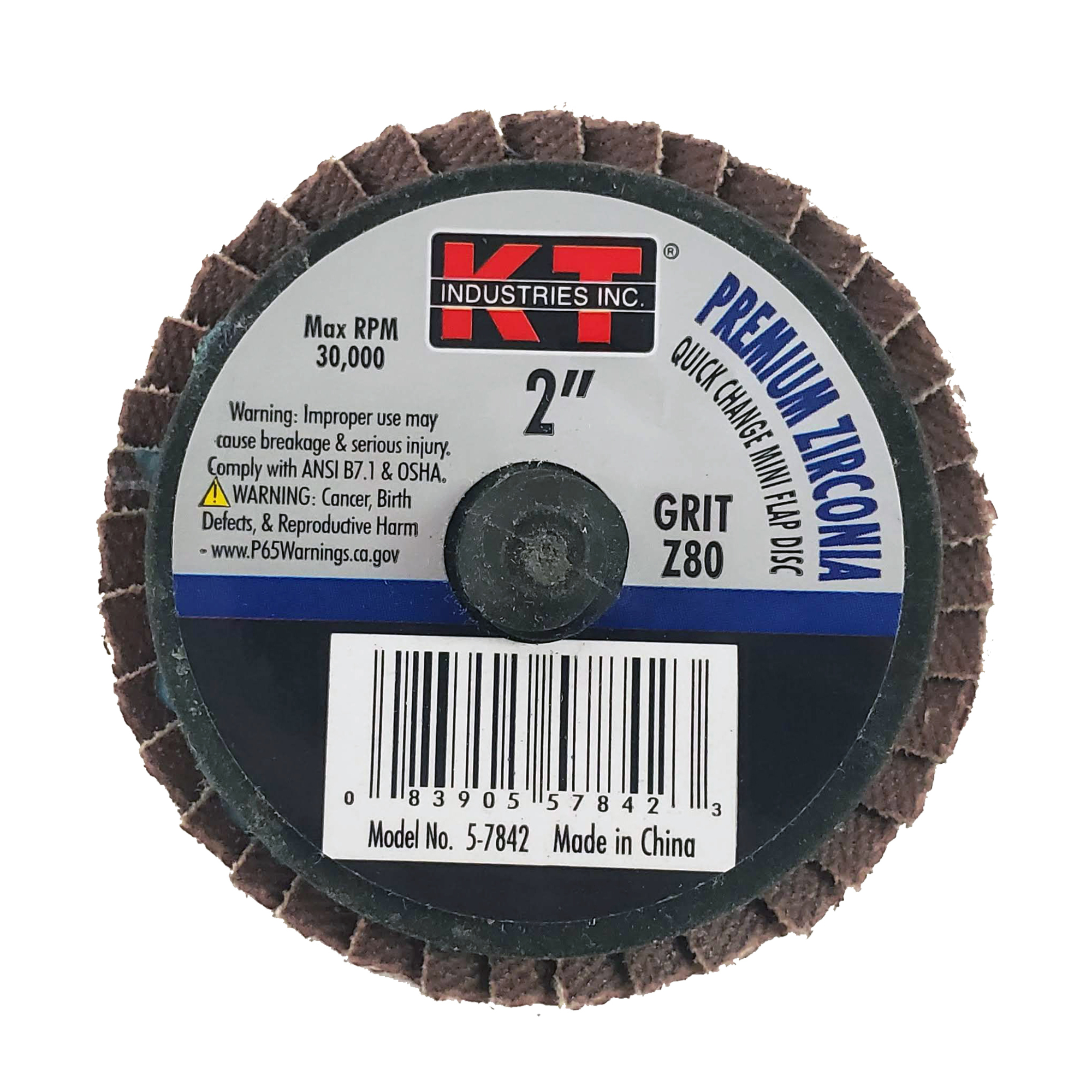K-T Industries Mini Flap Disc — 2in., 80 Grit, Blue Zirconia, Model# 5-7842